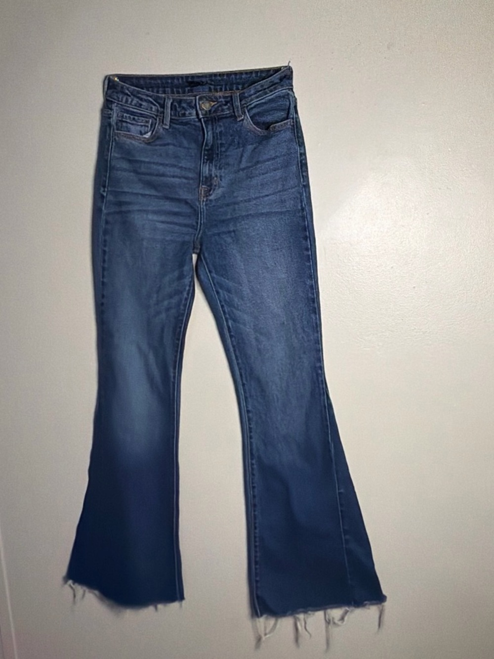 Windsor Dark Blue Flare Jeans with Raw Hem